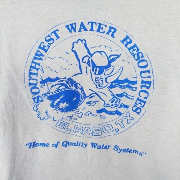 Vintage Surfing Rhino T Shirt Mens Size Medium Light Blue El Paso Texas - Picture 4 of 7